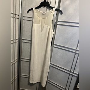 White Bebe Midi Dress w/sheer design